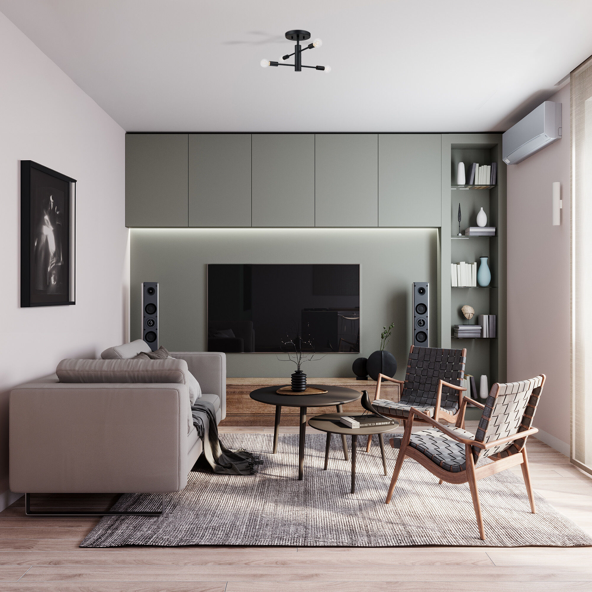 Arlo 4 Light 14.25 inch Matte Black Semi Flush Mount Ceiling Light